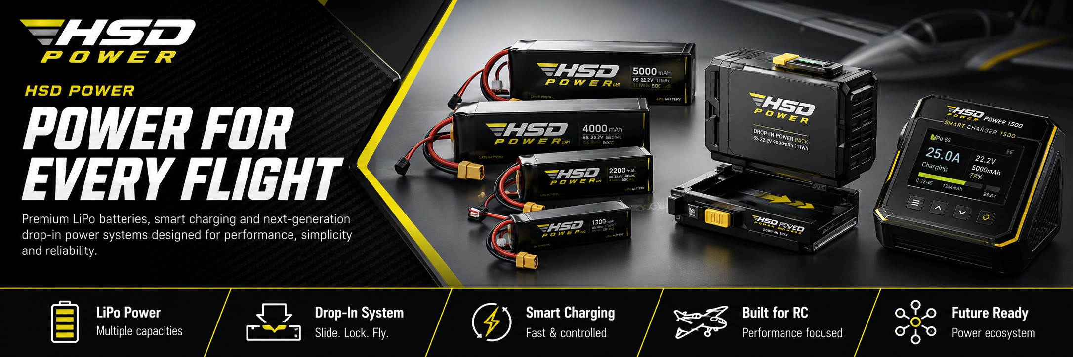 HSD Power LiPo batteries, smart chargers and next-generation drop-in RC power systems