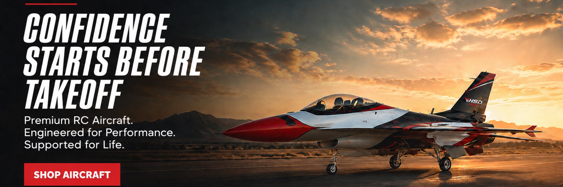 HSD premium RC jet aircraft on a runway