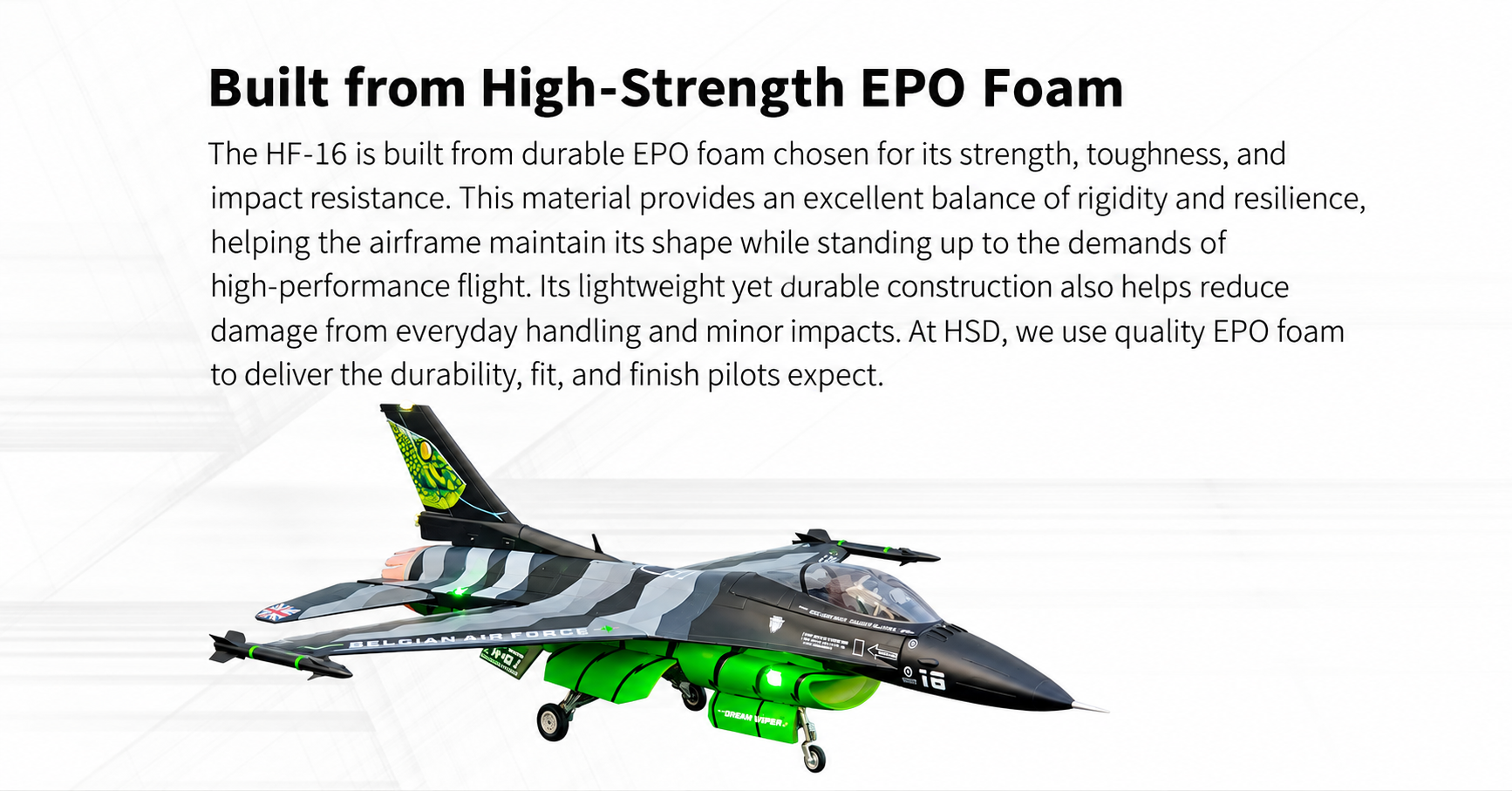 Carbon-fiber-reinforced EPO construction of the HF-16