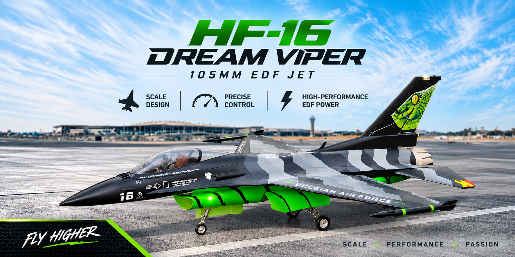 Complete HSD HF-16 Dream Viper 105mm EDF aircraft