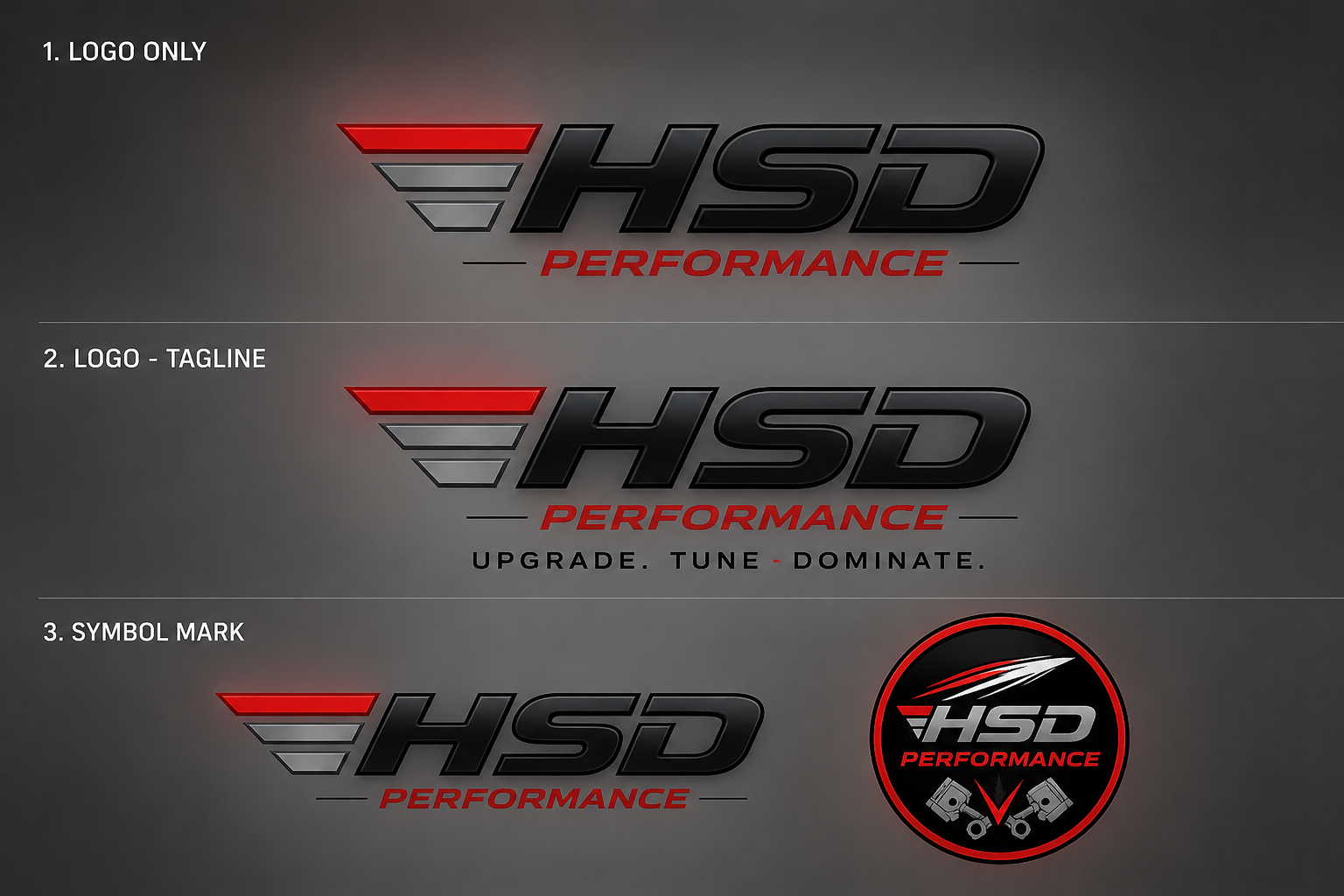 HSD Performance logo variations black