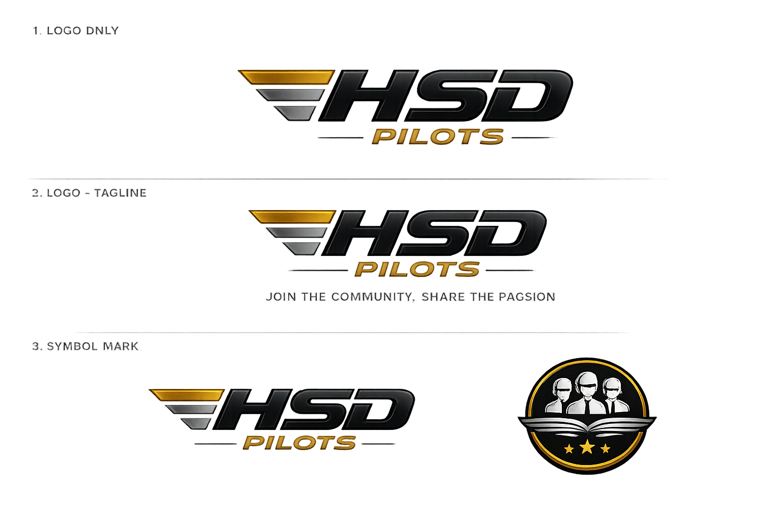 HSD Pilots logo variations